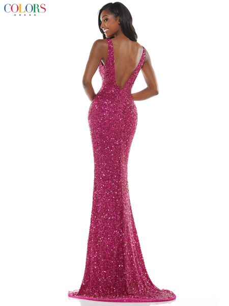 Pink sequined backless mermaid gown.